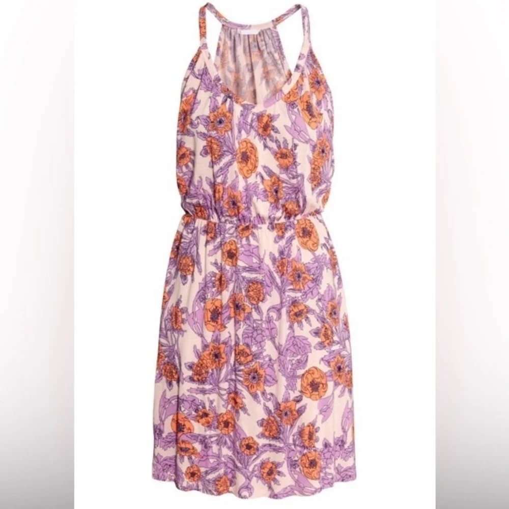 H&M orange and purple spaghetti striped dress